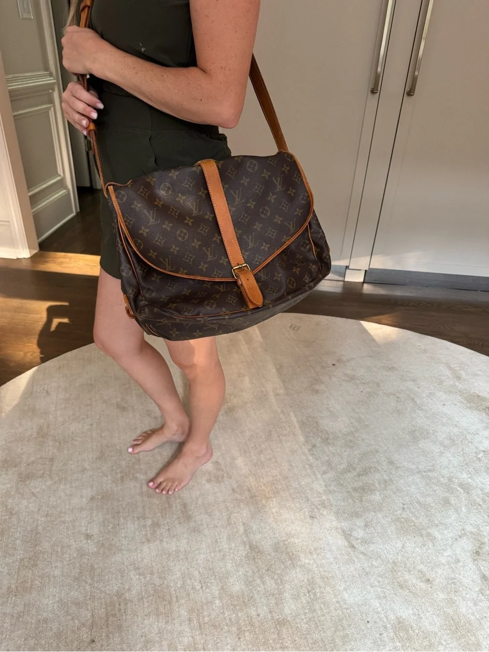 Louis Vuitton Brown Monogram Messenger Bag with Natural Trim